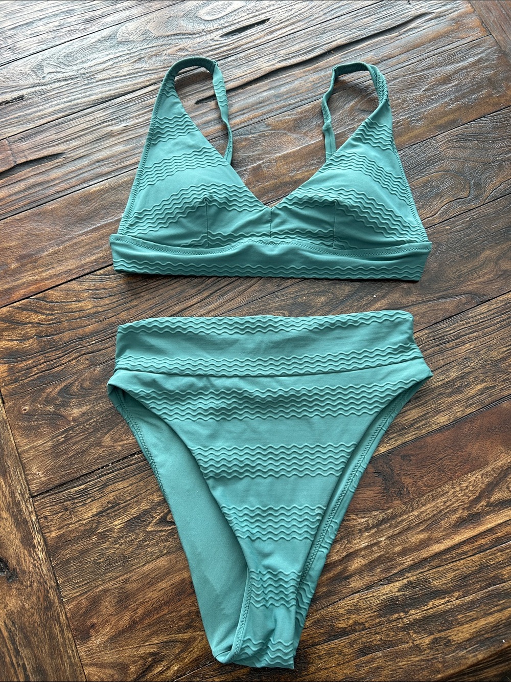 aerie Teal Textured Two-Piece Bikini Set